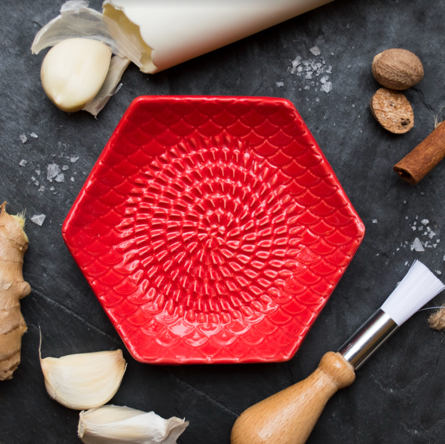 garlic grater plate in moss – Hamlet Pottery